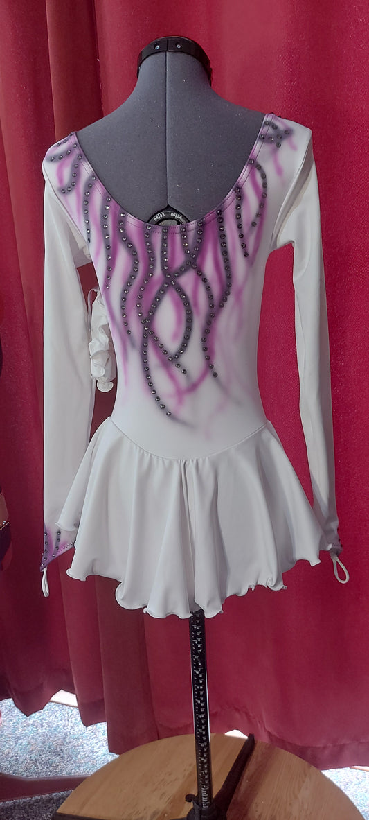 White airbrushed figure skating dress