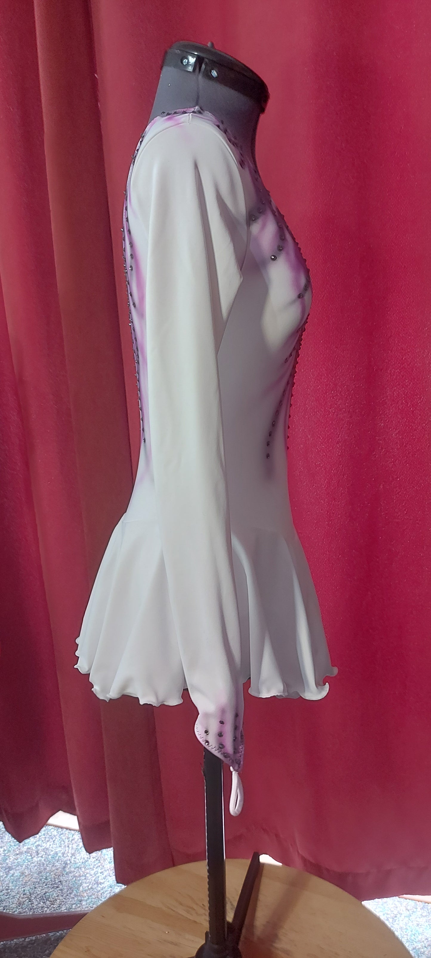 White airbrushed figure skating dress