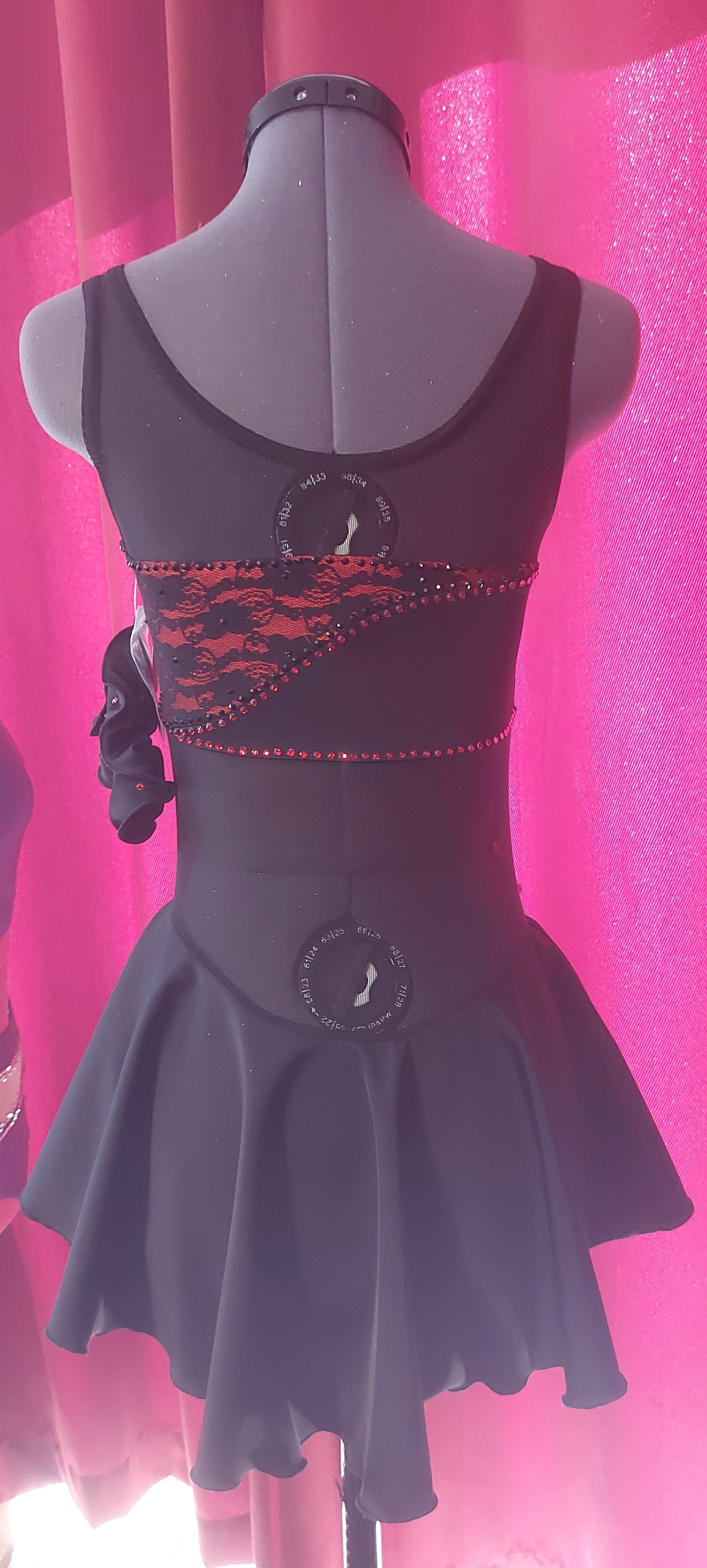 Beautiful red and black figure skating dress