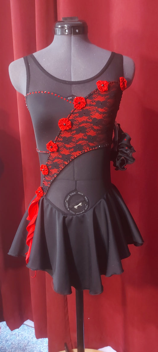 Beautiful red and black figure skating dress