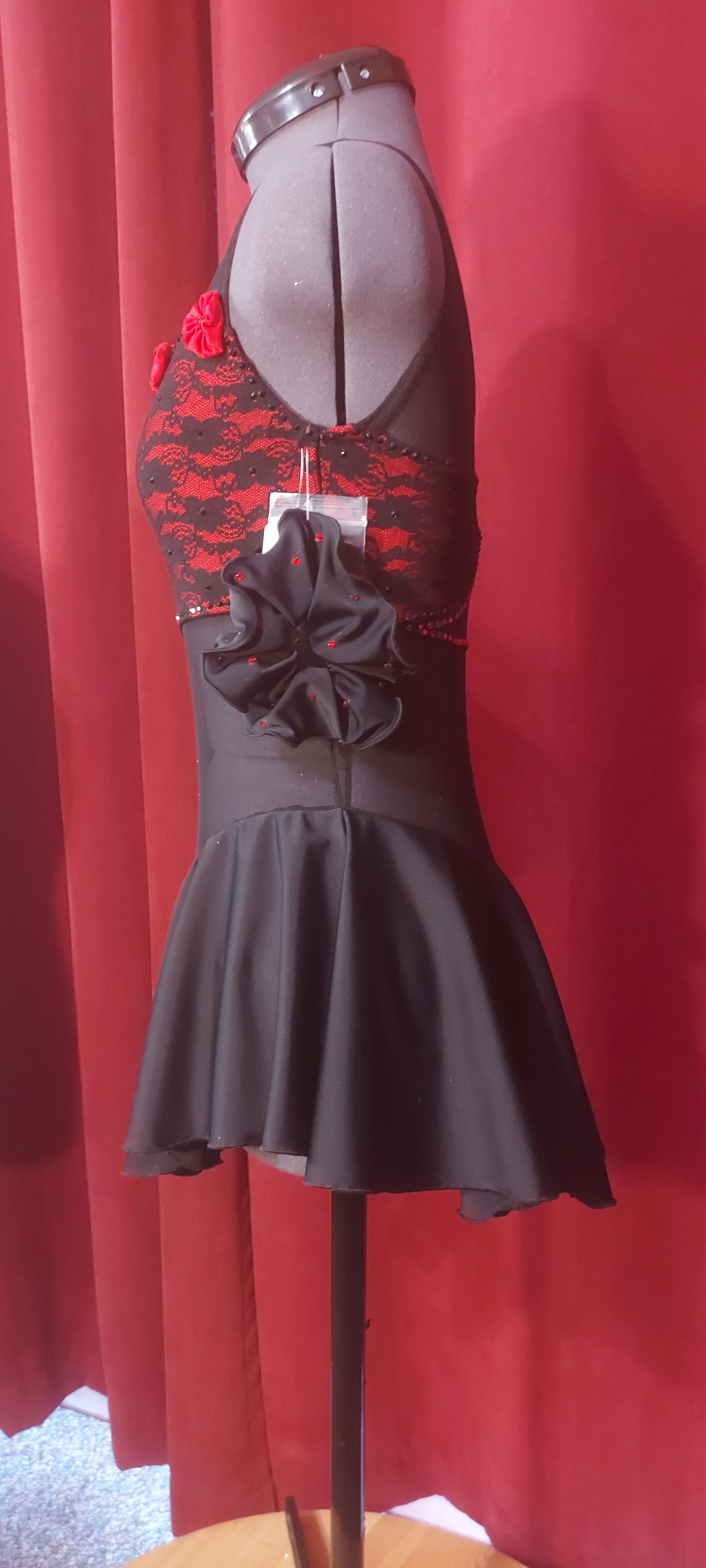 Beautiful red and black figure skating dress