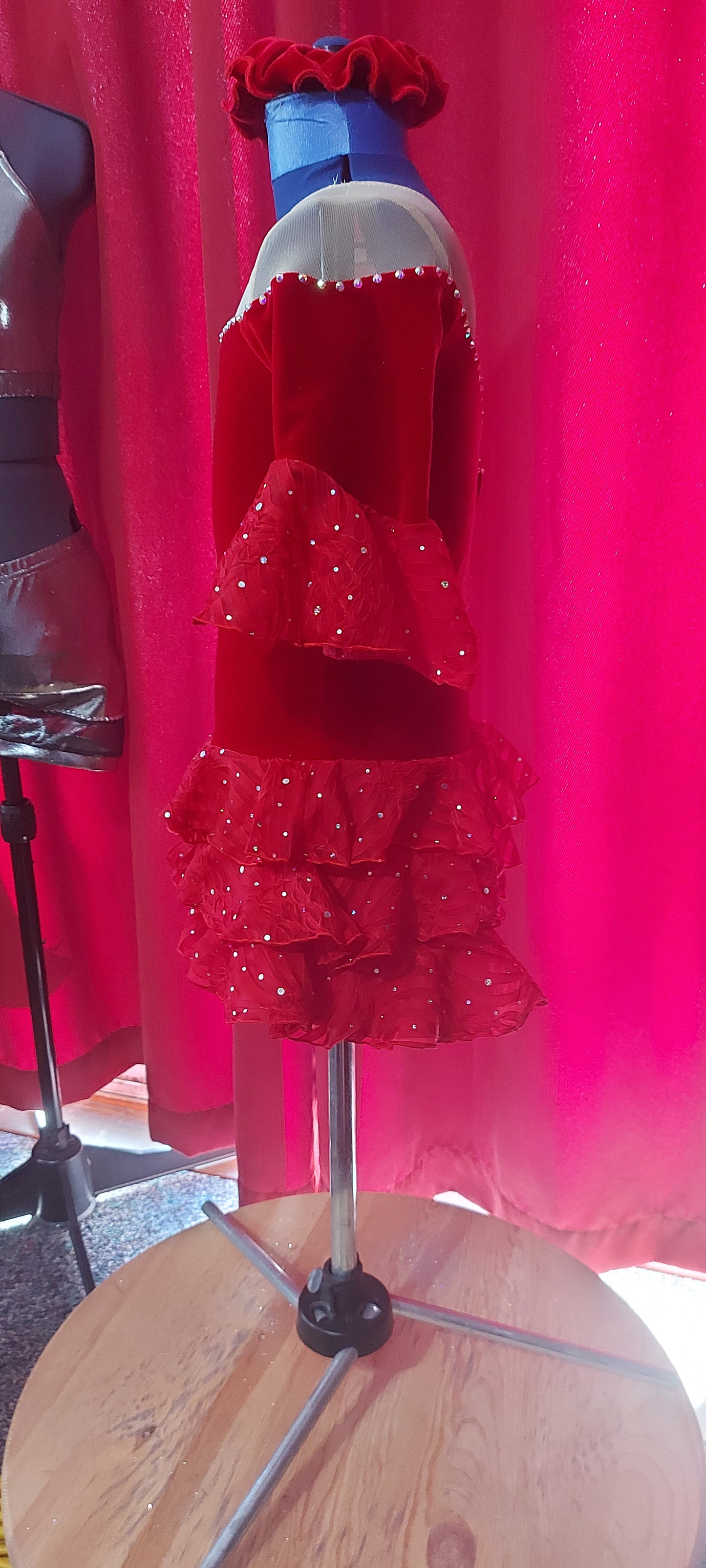 Red Ruffled Figure Skating Dress