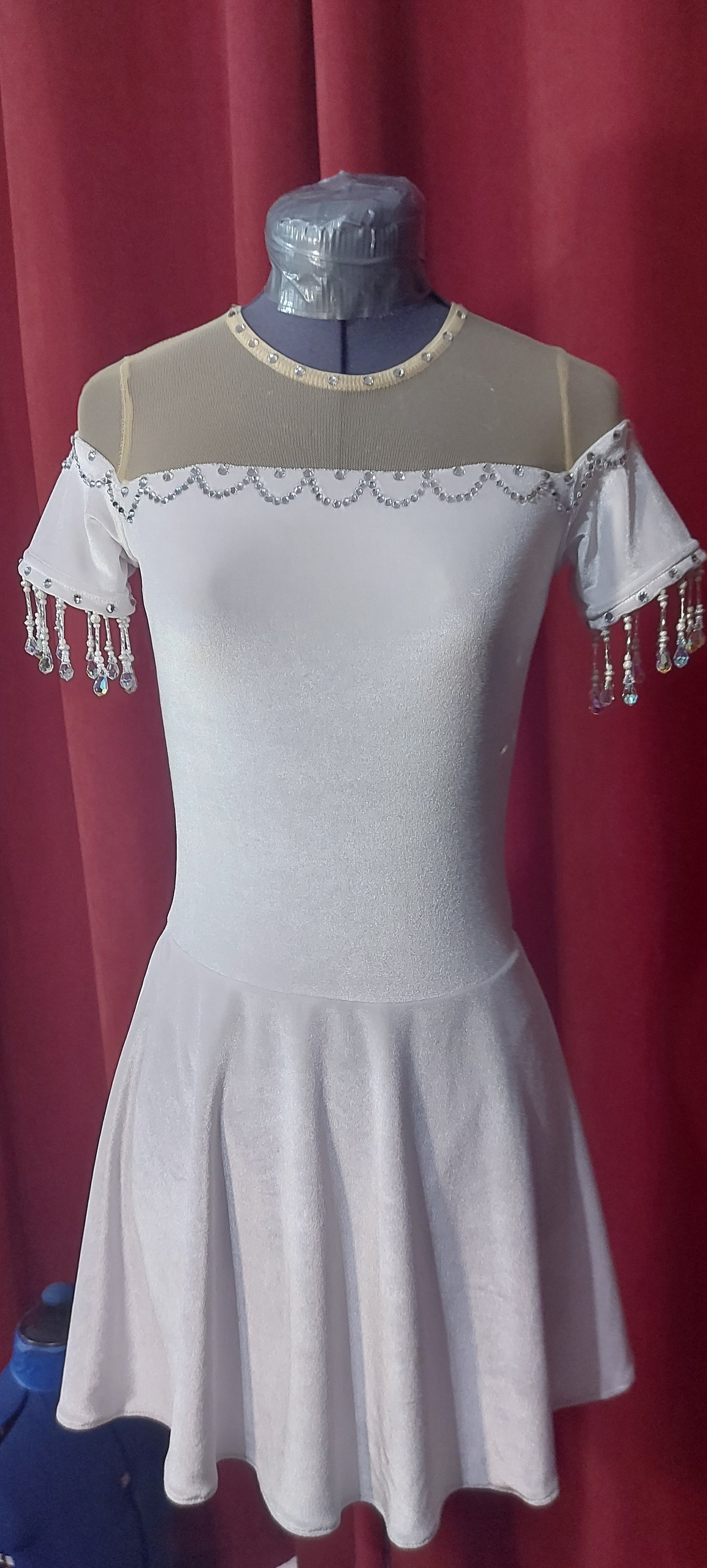 Stunning white velvet Ice Dance Dress