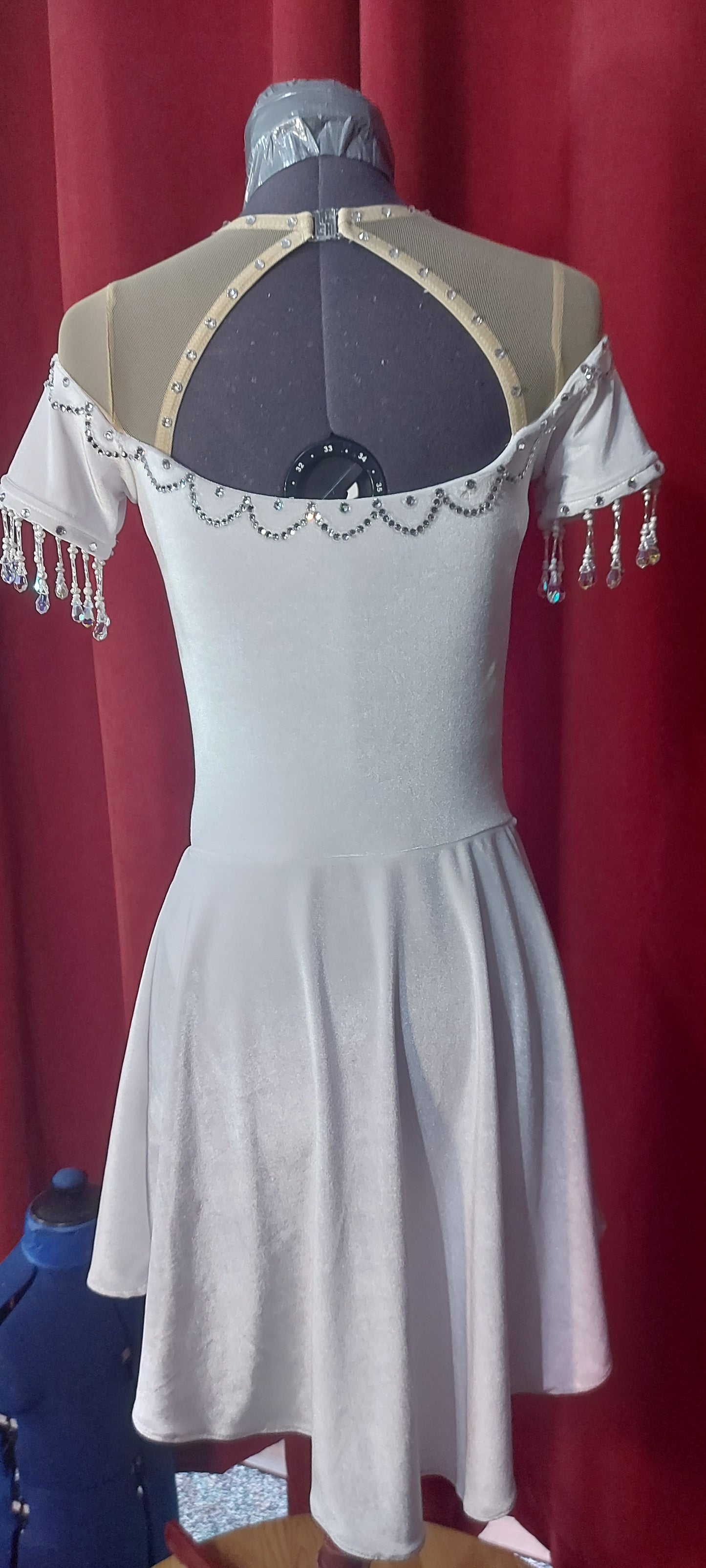 Stunning white velvet Ice Dance Dress