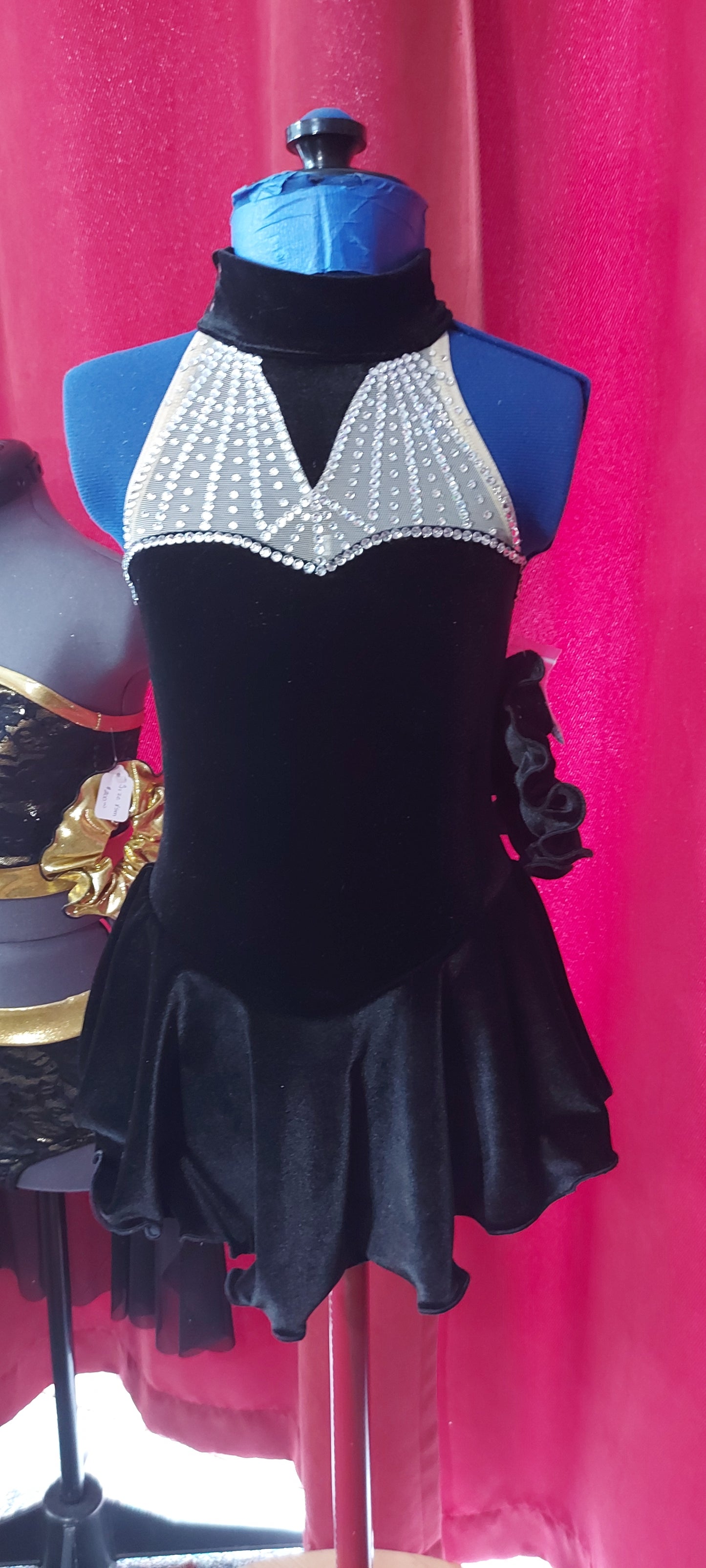 Girls black velvet dress