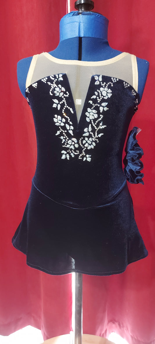 Navy velvet figure skating dress