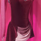 Burgundy Velvet Figure Skating Dress