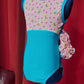 Pink Butterfly with blue accent and trim