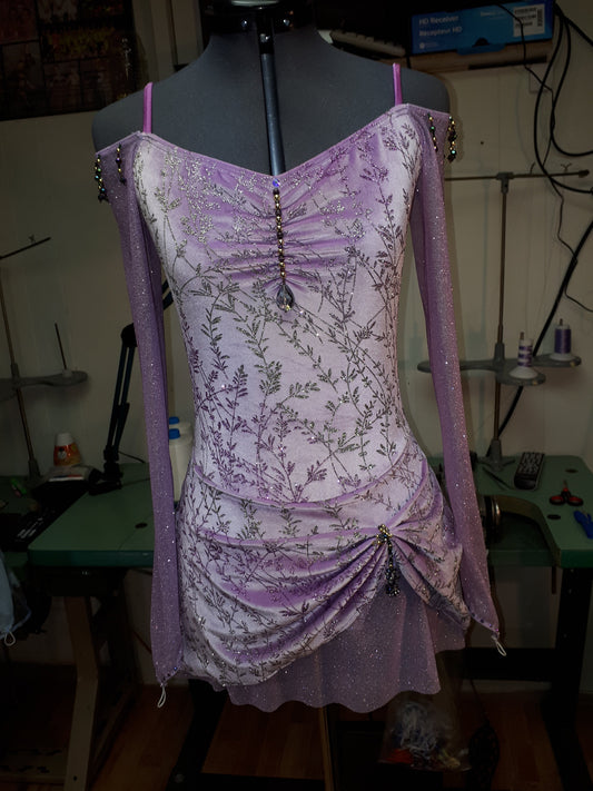 Mauve velvet figure skating dress