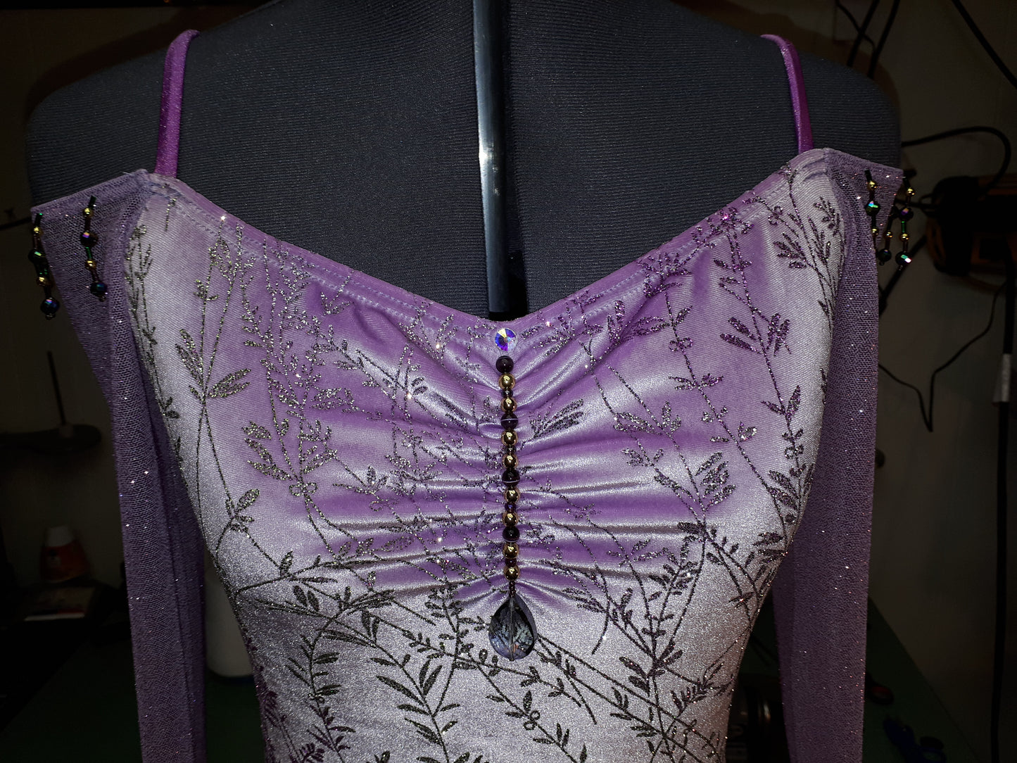 Mauve velvet figure skating dress