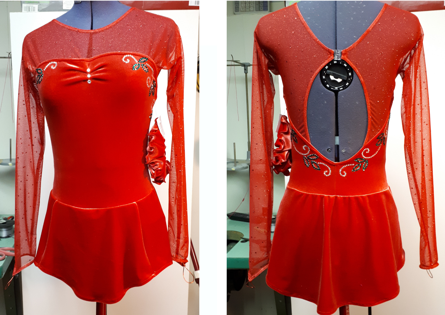 Christmas-Themed Figure Skating Dress